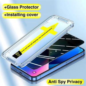 Protecteur d'écran de confidentialité en verre trempé anti-poussière pour iphone 15 Pro max 15Plus 14Plus 13 12 11 Pro protecteur d'écran protecteurs d'installation d'élimination automatique de la poussière