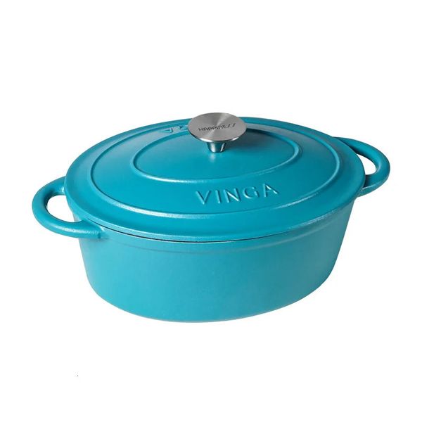 Dutch Ovens Four hollandais ovale en fonte émaillée de 27 cm pour braiser le pain au gril, casserole 3L, ustensile de cuisine, cocotte en fonte 231207