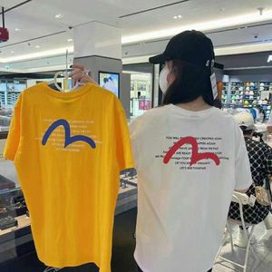 Duty Free Shop Koreaanse versie Fushen EV zomer Offset Printing Letter Round Neck Short Sleeve T-Shirt Pure Cotton 738390