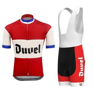 Duvel Beer Men Cycling Jersey Red Pro Team Cycling Clothing 19D Gel Ademende Pad Mtb Road Mountain Wear Racing Clo Bike Shorts Set