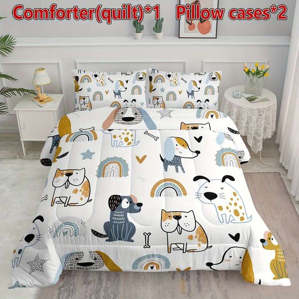 Couette de couvre-couvre-litière de caricature de dessin animé Couche du motif imprimé avec 1 couette 2 taies d'oreiller pour garçons et filles toute la saison