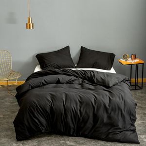 Duvet Cover King Size Black Color Bedding Set Queen for Adults housse de couette Single Bed Sets Plain Quilt Cover 210319