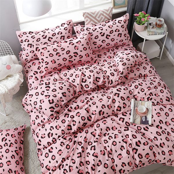 Funda nórdica Fundas de cama de leopardo rosa 220x240 Funda de edredón Patrón de moda Textiles para el hogar (La funda de almohada necesita pedido)