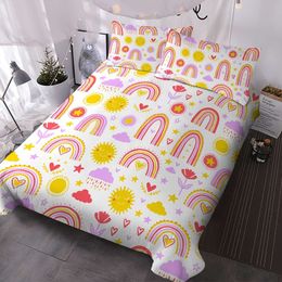 Cubierta de edredón arcoíris de edredón rosa juego de ropa de cama