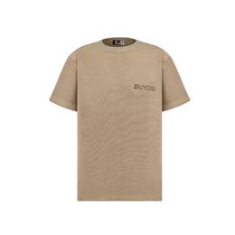 DUYOU hommes coupe décontractée T-shirt marque vêtements hommes femmes été T-shirt avec des lettres en coton éponge Beige haute qualité hauts 74859