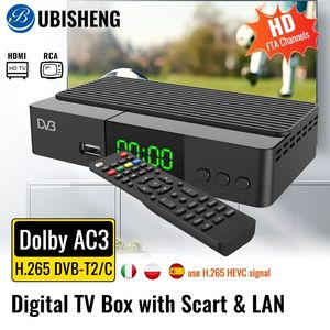 DVB-T2 caja de TV Digital 1080P DVB Cable receptor de TV Digital UBISHENG U6 con puerto LAN HDMI Scart para decodificador HD/viejo