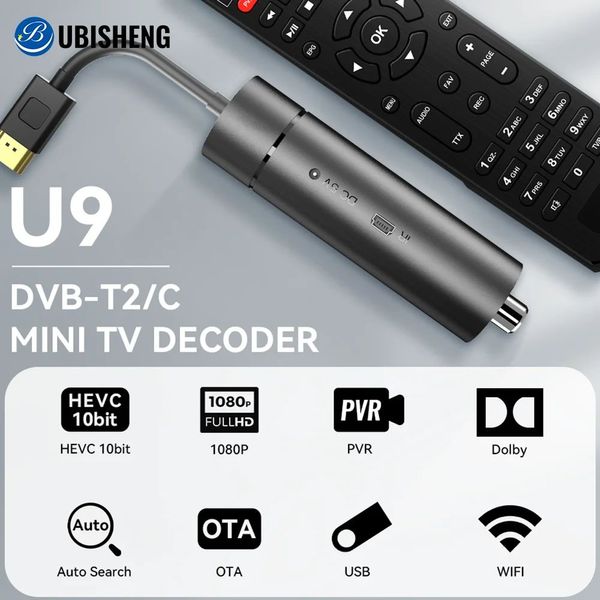 Decodificador de TV Digital DVB T2 H265 HD 1080P, sintonizador DVB C, receptor de TV terrestre UBISHENG U9, Mini decodificador para TV/proyector