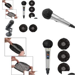 Reproductor de DVD y VCD Tocadiscos 200 PCS Micrófono desechable negro Ers Karaoke Antisplash Mic Accesorios a prueba de polvo Canto Ensayo Recor Dhmnc