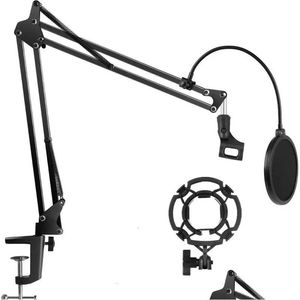 Lecteur DVD VCD Platines Tournantes Support de microphone robuste Bras de ciseaux à flèche de suspension extensible avec support anti-choc Micro double couche Pop Dhvod