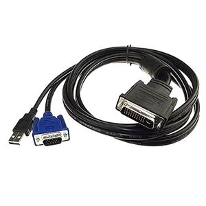 DVI 24 + 5pin mannelijk naar VGA 15PIN + USB mannelijke projector kabeladapteromzetter voor pc -laptop dvd -monitor HDTV Projector 1.8m