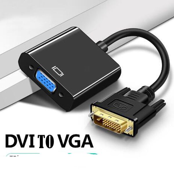 Adaptateur DVI mâle vers VGA femelle Full HD 1080P connecteurs DVI-D 24 + 1 25 broches vers 15 broches convertisseur de câble plaqué or pour moniteur d'ordinateur PC