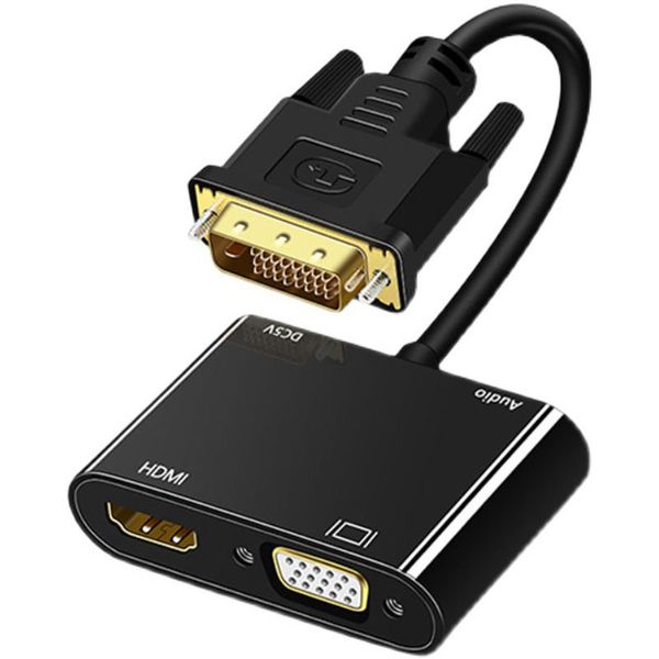 Cable DVI a HDMI VGA de alta velocidad 24+1 pines macho a VGA 15 pines hembra Cable Adaptador HDTV Conector convertidor chapado en oro para PC portátil Mac OS Window TV Box