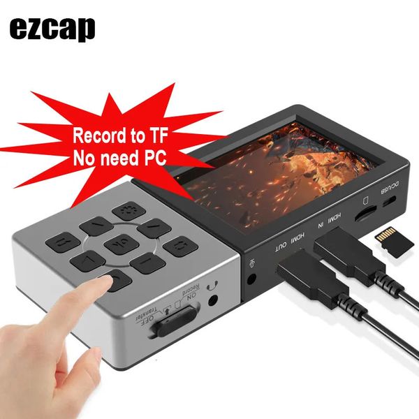 Tarjetas DVR Ezcap 273 HD 1080P 60 fps Tarjeta de captura de video Juego Caja de grabación de transmisión en vivo con pantalla LCD Reproductor de reproducción Micrófono en audio 231117