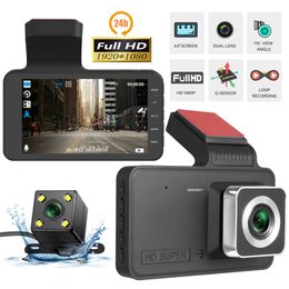 DVRs 40In Cam Car DVR 24H HD Dash Caméra Double Objectif Enregistreur Vidéo 1080P Black Box Cycle Dashcam Miroir Conduite EnregistreurHKD230701