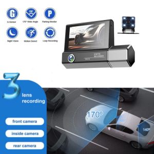 DVR's auto dvr 3.0 Inch Dash Auto DVR HD 1080 P 3 Lens Binnen Voertuig Dash Cam Drieweg Camera's DVR's Video Recorder Registrator Dashcam Cam