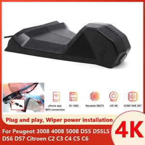 DVRs Car DVR 4K Dash Cam Video Recorder Camera Easy Installation For Peugeot 3008 4008 5008 DS5 DS5LS DS6 DS7 Citroen C2 C3 C4 C5 C6HKD230701