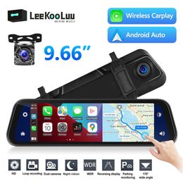 DVRs LeeKooLuu 966 "Miroir Enregistrement Vidéo Sans Fil Carplay Android Auto Voiture DVR Bluetooth Transmetteur FM AI Voix MultimédiaHKD230701