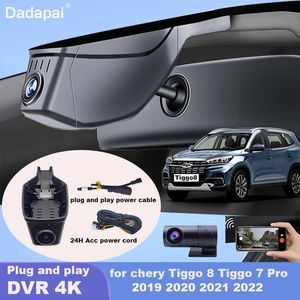 DVRs Nuevo Plug and Play WIFi Car DVR Video Recorder Cámara de tablero de doble lente para Chery Tiggo 4 7 8 2020 2021 2022 Control por aplicación 4K HD 2160PHKD230701