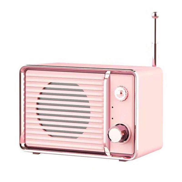 DW01 retro pequeño TV altavoz inalámbrico bluetooth regalo creativo chica de dibujos animados corazón tarjeta de radio FM subwoofer