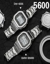 DW5600 Set Metal Watch Band Band 316L Étui de bande de montre en acier inoxydable pour GW5000 5035 GWM5610 5600 BANDE DE MONTRATION BELLE LJ2018490168
