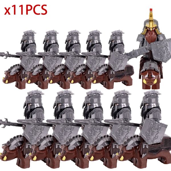 Nwarf Goat Boar Wild Mount Medieval Knights Group LOTR Castle Animaux Figures Blocs Blocing Bricks Toys for Children Gifts