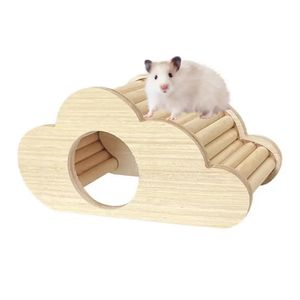 Hamster nain cachette maison naine hamster cage habitat en bois avec échelle d'escalade de petits animaux refroidisse mâteur mât de jouet 240510