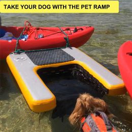 Dwf gonflable chiens de chiens d'échelle d'eau de montée en eau de rampe de rampe de compagnie pour les quais de bateaux de la lac de piscine