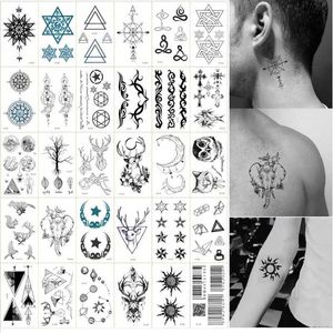 DX49 Tattoo -overdracht 30 -stcs/Set Tattoos Tijdelijke waterdichte totem maan Geometrische nep Tatoos -stickers voor mannen Women Hands ARM NEK BEEN Pols Tatuajes 240427