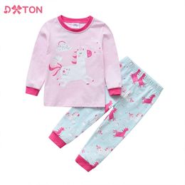 Dxton Enfants Pamas Baby Home Wear Kid Cartoon SleepingWear Cotton Nightwear Girl Pyjamas Pijamas SetS Suit L2405