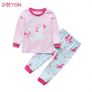 DXTON KINDEREN PAMAS BABY HUIS SLAAG KID CARTOON SLAPWEAR Katoen nachtkleding Girl Pyjama Pijama's Paks Sets Pak L2405