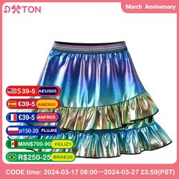 Dxton Kids Party Prom Dance Jirts Enfants Sequins Gradient Sequins brillants Miniskirts Girls Ruffles en couches jupes plissées pour enfants Vêtements 240325