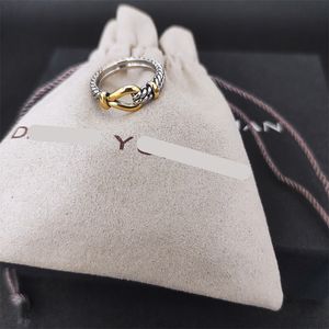 DY band Ringen Twisted Twee Kabel Loop Designer Ring voor Vrouwen Mode 7mm 925 Zilveren Vintage dy Luxe Diamanten sieraden cadeau