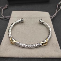 Dy Bracelet Designer Cable armbanden Fashion For Women Men Gold Sier Pearl Head Cross Bangle Bracelet Open Cuff Dy Jewelry Man Ping