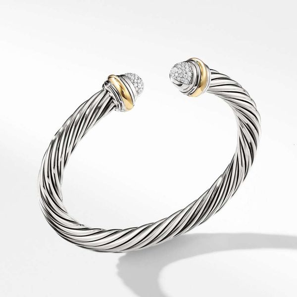 DY pulsera diseñador pulseras de cable joyería de moda serie DY diseño de serpiente de doble cabeza con borde Mosang diamante cuerpo de anillo de plata pura mm