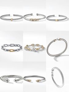 Dy Bracelet Designer Twisted Pearl Head Hommes Femmes Mode Polyvalent Twist Bracelets Bijoux Platine Plaqué Cadeaux De Mariage 1 s