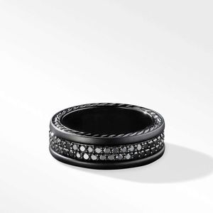 DY bracelet anneau câble bijoux de mode nouvelle incrustation en argent pur avec deux cercles de bijoux Mosang noirs en vente directe