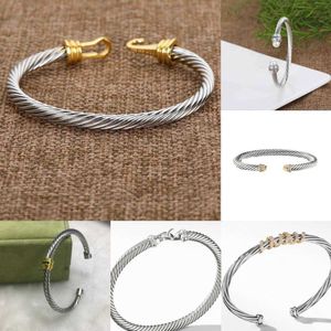 DY armband zilver gedraaide manchet Bangle mode mannen armbanden charme haak 5MM draad vrouw ontwerper kabel heren prachtige eenvoudige sieraden 240308