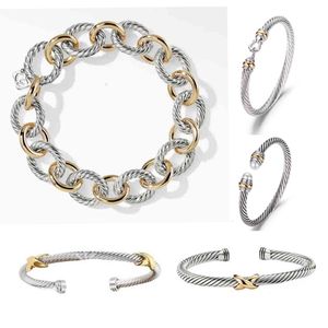 DY cable pulsera diseñador brazalete joyería de moda mujer y hombres oro plata cabeza de perla cruz brazalete pulsera dy joyería diseñadores fiesta regalo de Navidad de calidad superior