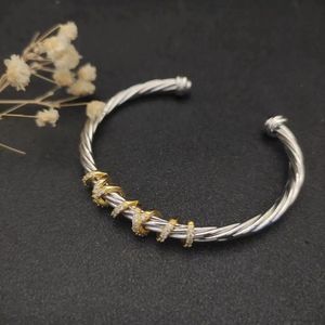 Dy Cable Classic Bracelet Silver Silver Twist Thread Set Classic Fashion Wholesale 240313