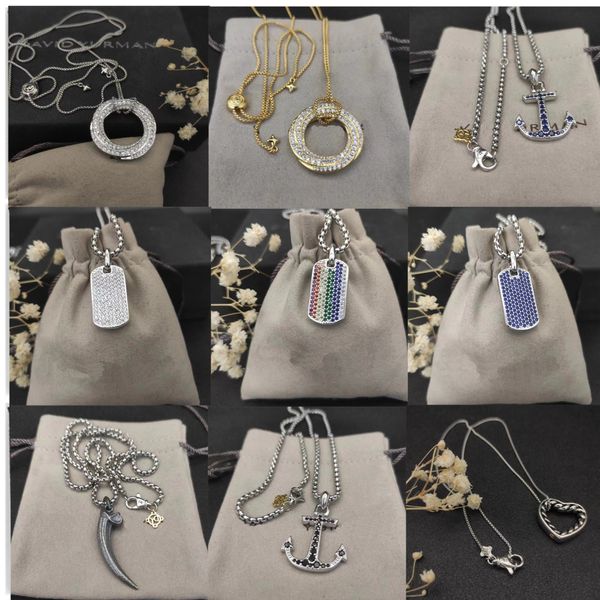 Dy diseñador con caja Hombres Mujeres Estilo Collares pendientes Diamante clásico Forma de ancla de barco vintage Perla Collar Longitud 45 cm-90 cm Joyería Regalos de Navidad