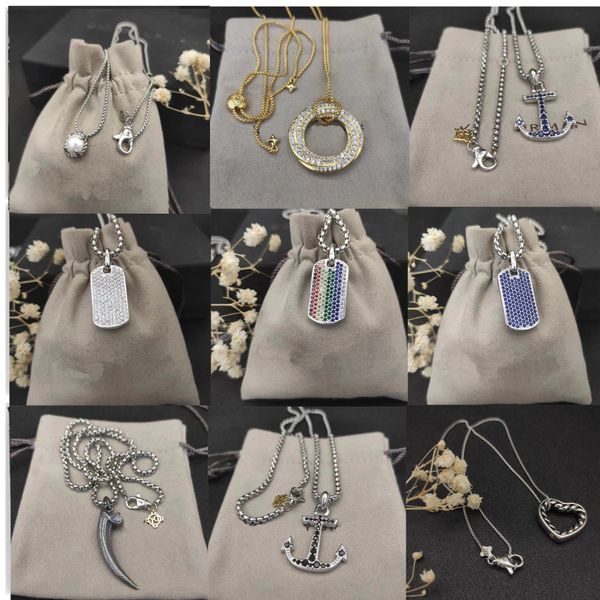 Dy diseñador con caja Hombres Mujeres Estilo Collares pendientes Diamante clásico Ancla de barco vintage Forma de estrella Longitud del collar 45 cm-90 cm joyería Regalos de Navidad