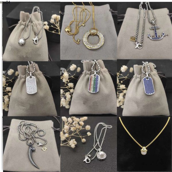 Dy Diseñador con caja Mujeres Collares pendientes Hombres clásicos Diamante Vintage Barcos Ancla Marfil Forma Collar Longitud Regalos de Navidad Joyería {categoría} {categoría}