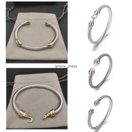 DY pulsera de diamantes pulseras de cable DY pulsera joyería de lujo para mujeres hombres plata oro cabeza de perla X brazalete en forma de pulsera joyería de moda para regalo de Navidad 5MM