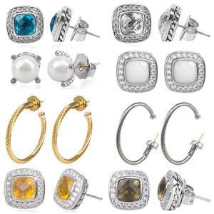 DY modeontwerper 925 zilveren oorknopjes voor vrouwen persoonlijkheid parel diamant verguld goud gedraaide dy oorbellen mode bruiloft verlovingssieraden cadeau met doos