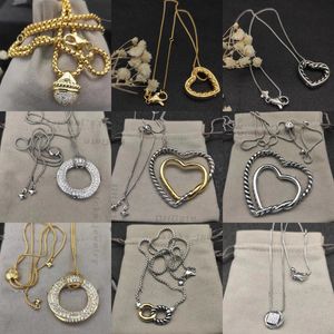 DY Fashion Gift Designer Sferisch Hart Hoge kwaliteit Prachtige Volledige Ronde Dubbele Ring Mini Vierkante Diamanten Ketting