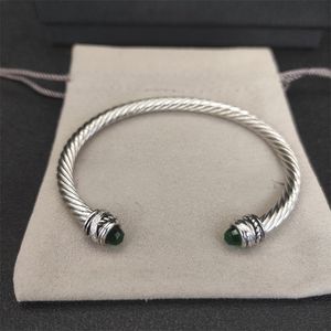 Dy lujo brazalete joyería diseñador para mujeres moda hombres pulsera plateada plata vintage torcido verde moissanite cabeza pulseras personalidad día de la madre zh155 E4