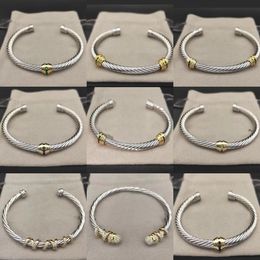 DY Designer de luxe tête de perle torsadée femmes bracelets de mode sélection de pierres précieuses multicolores bijoux torsadés polyvalents cadeaux de mariage plaqués platine 5MM 4MM aime