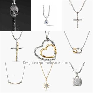 DY Colliers Femmes Hommes Designer Pendentif S Pendentifs Sier Coeur Croix Or Collier Câble Torsadé Bijoux Femme Hip Hop Mode Zircon Boîte Chaîne Chaînes