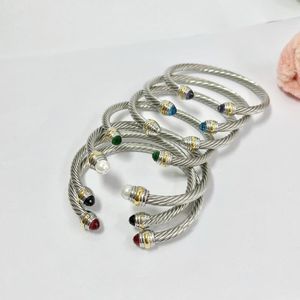 Gerichte zilveren armband Designer Cable Charms Mens Bracelet Fashion Jewellery For Women Pearl Head Cross Bangle Luxe Bracelet Open Cuff Kerstcadeau ZL123