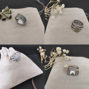 DY vergulde zilveren ringen designer sieraden mannen grote diamanten ring voor vrouwen luxe gedraaide dy trouwring Valentijnsdag geschenken minimalistische zh147 E4